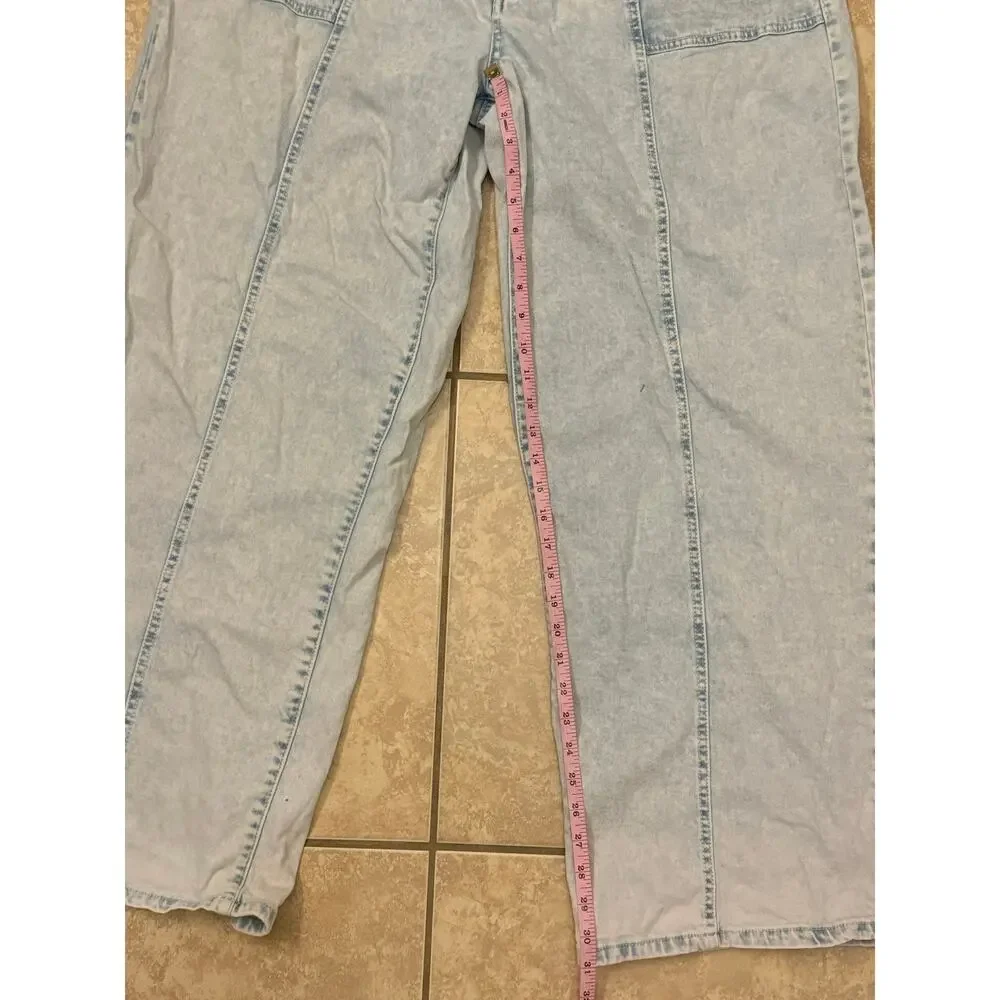 Madden‎ NYC 38 Waist Y2K 90's Style Wide Leg Jeans Light Wash Baggy Grunge